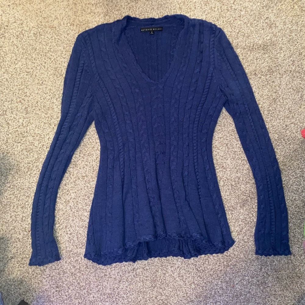 blue fitted sweater